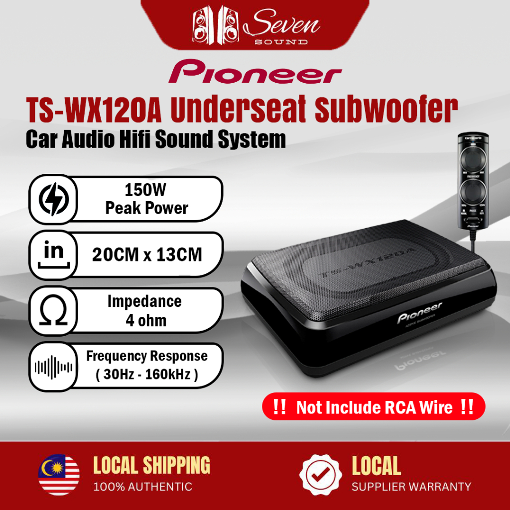 Pioneer Active Underseat Subwoofer BULT-IN AMP 150watts Max TS-WX120A Car Audio Bawah Kerusi Kereta