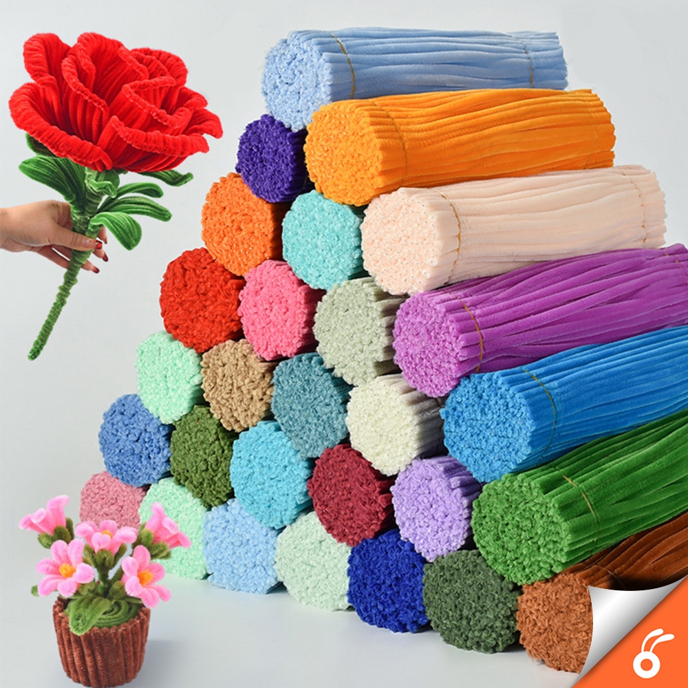 6252 CHENILLE STEMS [26 Colors] 100pcs 8mm (Thick) Colorful Wire/Flower Wire Craft/Kawat Bulu/DIY Kraftangan