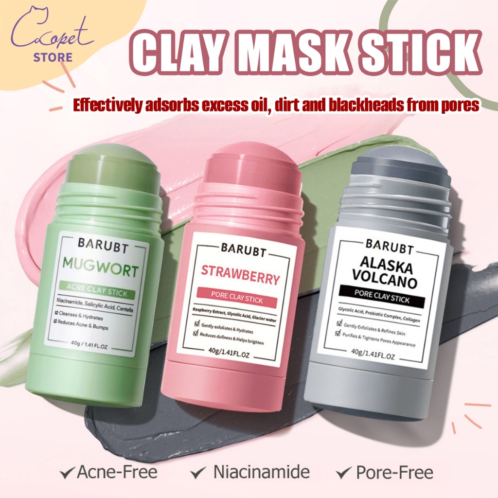 Clay Mask Stick Mugwort Jerawat Muka Alaska Gunung Berapi Penghilang Bintik Hitam Topeng Lumpur Muka Niacinamide Terang