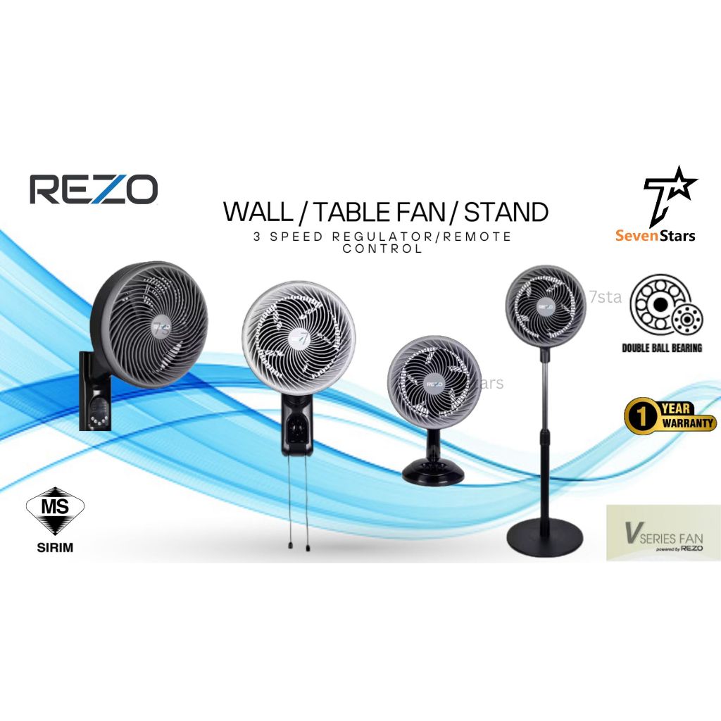 Rezo V8 10" Wall Fan Remote Control / Stand Fan / Table fan Extreme Strong Wind Fan