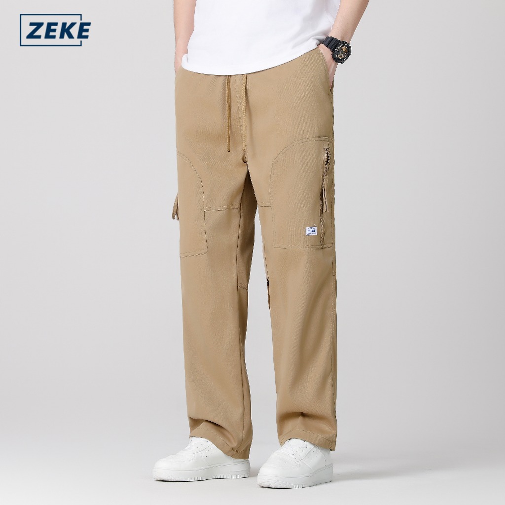 ZEKE B0045 Men's Cargo Pants Zipper Pocket Seluar Panjang Kerja Lelaki