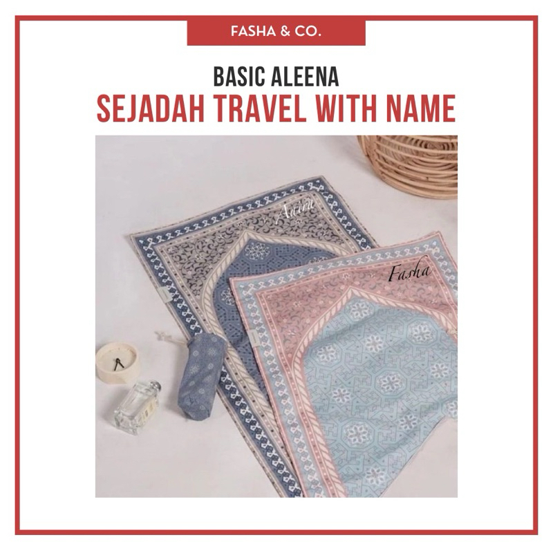 Sejadah Travel Aleena Basic with Name (FREE Bag) Personalized Prayer Mat Sajada