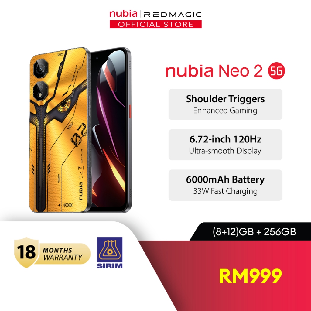 [NEW] Nubia Neo 2 5G 20(8+12)GB+256GB Smartphone Shoulder Trigger | 6.72" FHD+ 120Hz | 6000mAh | 33W Fast Charging