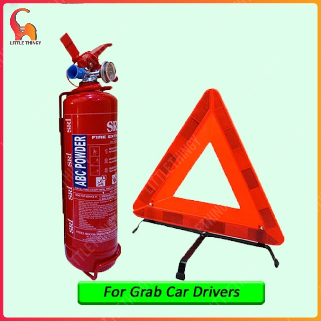 Grab Car 1Kg Fire Extinguisher SRI Sirim Puspakom Ready And Reflective Safety Triangle Pemadam Api Tiga Segi