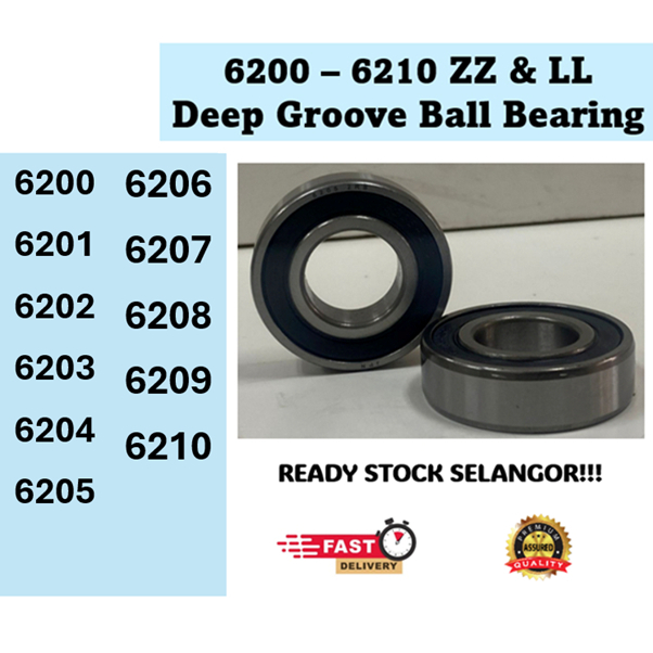 6200 6201 6202 6203 6204 6205 6206 6207 6208 ZZ/2RS DEEP GROOVE BEARING SHIELDED