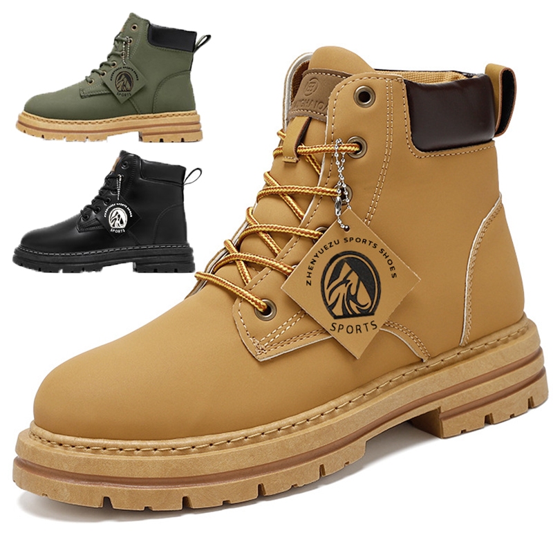 RIBONGZ Classic Boots Shoes Outdoor Kasut Boot Lelaki Army Ankle Boot Motorcycle High Cut Boots Men Leather Shoes