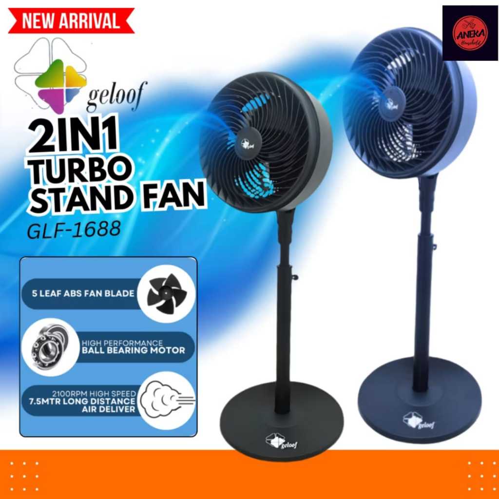 GELOOF Powerful Stand Fan 10'' Adjustable Stand Fan /Table Fan Kipas Berdiri |Kipas Meja Kipas Angin