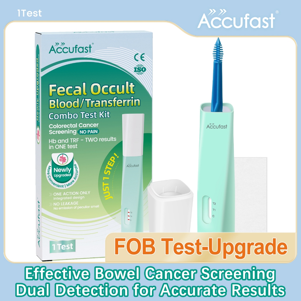 ACCUFAST Bowel Cancer Home Test Kit 2-in-1 FOB/TRF Colon Faecal Screening Test Kit Dual Result Test