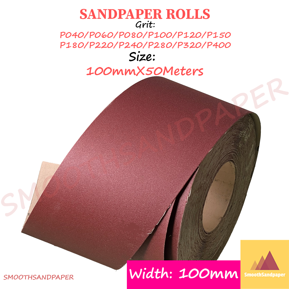 Sandpaper Roll Aluminium Oxide (Red) Kertas Pasir (Merah) 75mmX50Meter or 100mmX50Meter 木工铁工红砂纸卷 image 2