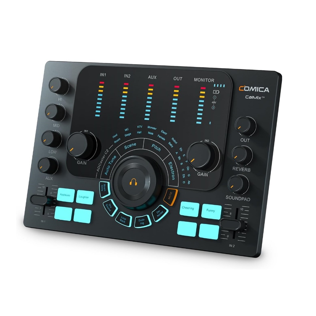 COMICA ADCASTER C2 MULTI-FUNCTIONAL AUDIO INTERFACE WITH I/O INTERFACES, 8 SOUND PADS FOR PODCASTING