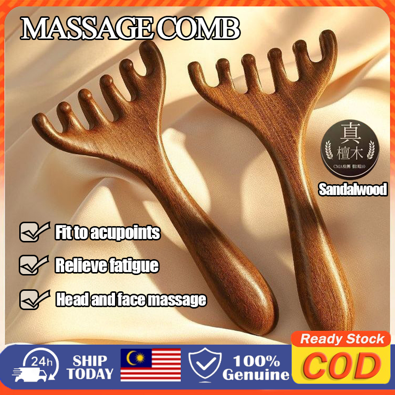 Malaysia Spot Deer Comb Body Meridian Massage Scalp Comb Massage Comb Gua Sha Comb Anti-Static Wooden Sandalwood Comb