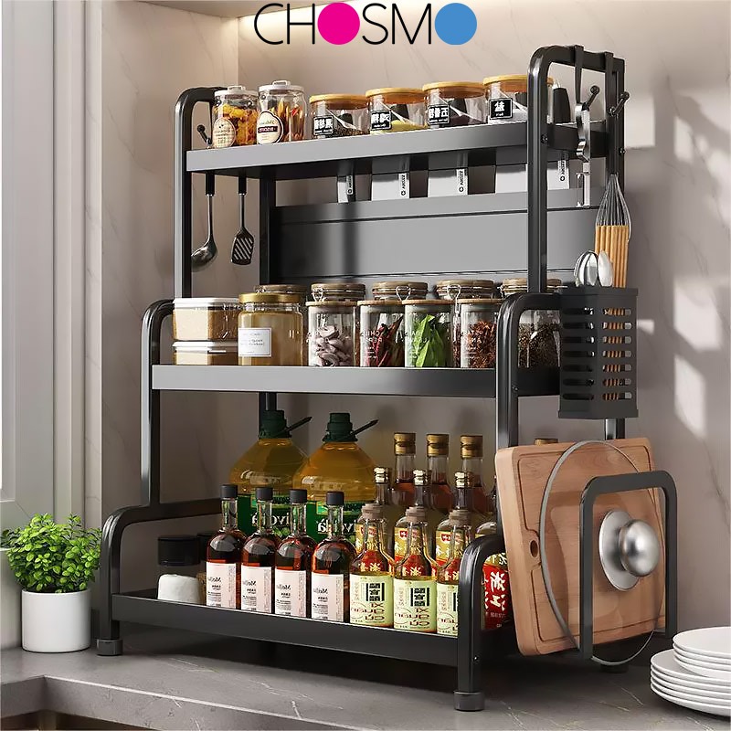 Kitchen Spice Rack Kitchen Rak Dapur Rak Rempah Stainless Steel Seasoning Storage Rak Condiment Rack Storage Racks shelf