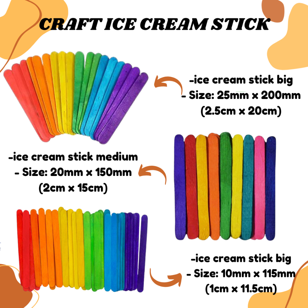 Ice-Cream Stick Colorful Big / Medium / Small DIY Art