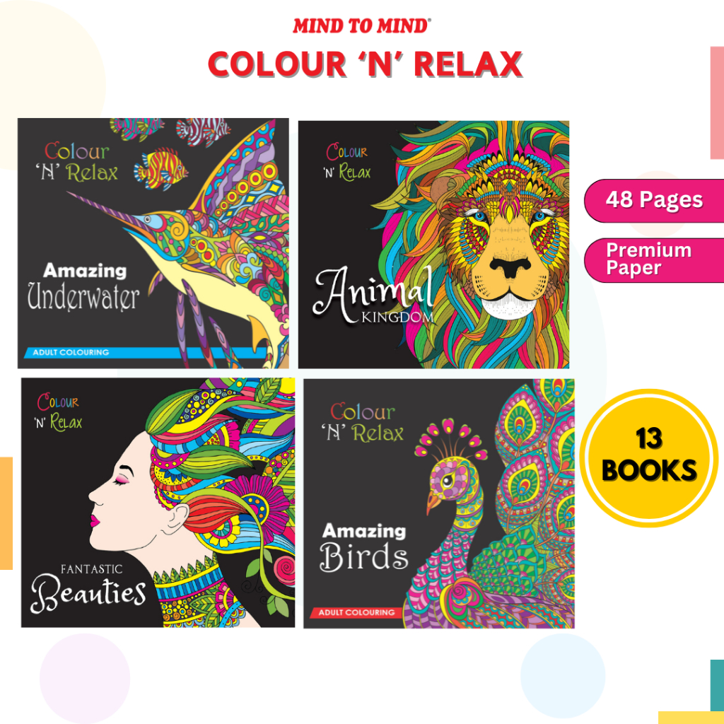 Colour n Relax Adult Emotional Therapy Destress Colouring Book for Adult