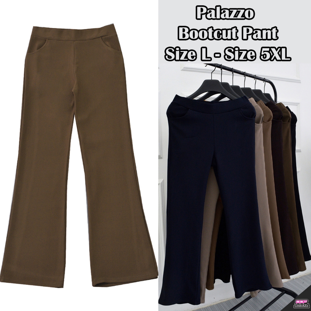 PPF 513 L-5XL Palazzo Pant Seluar Bergetah Poket Seluar Palazzo Seluar Bootcut Cotton Spandex