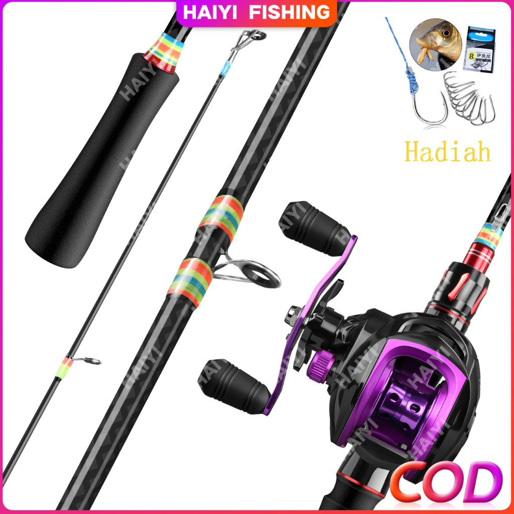 HAIYI FISHING Rod Reel Set 1.65/1.8m 10kg Baitcasting Gear Ratio 7.2:1 Joran Pancing Outdoor