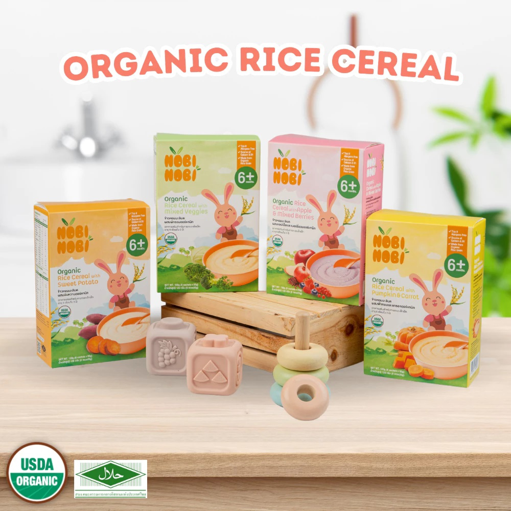 Nobi Nobi Organic Rice Cereal/Travel Food/Baby Food 6 months (6 sachets x 20g