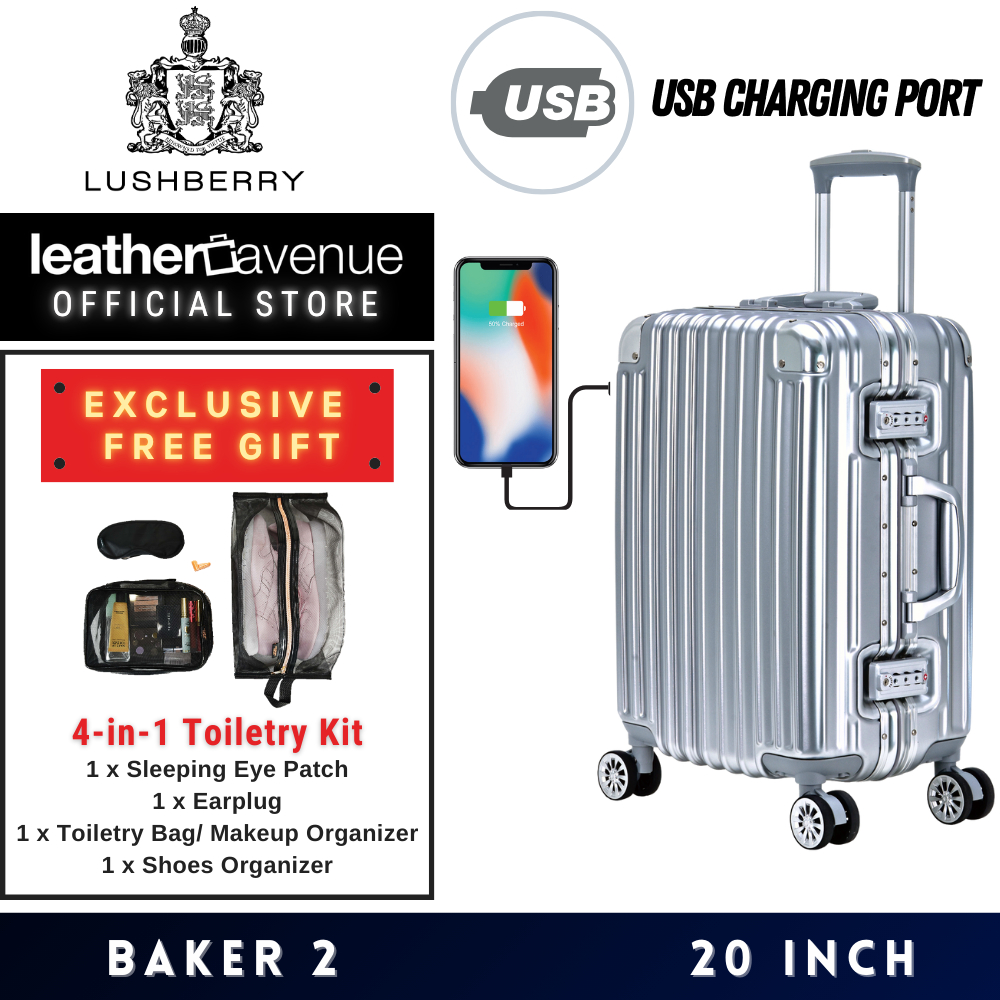 Lushberry Baker 2 (20 INCH) Polycarbonate Aluminium Frame Clipper Zipless Cabin Luggage Carry On TSA USB Phone Charging