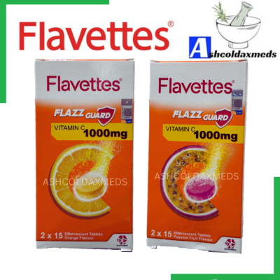 (NEW PACKAGING) Flavettes Effervescent Vitamin C 1000mg Orange or Passion Fruit EXP02/26(15'S or 30'S)