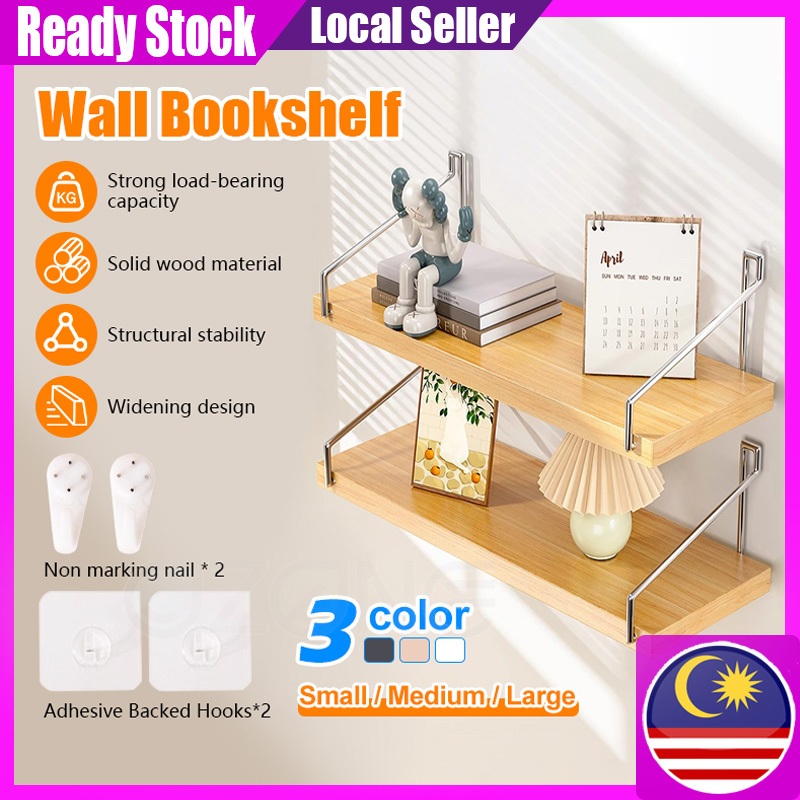 Floating Wall Shelf Modern Wooden Wall Hanging Shelf Household Book Rack Home Decorative Wall Shelves Rack Rak buku Kayu