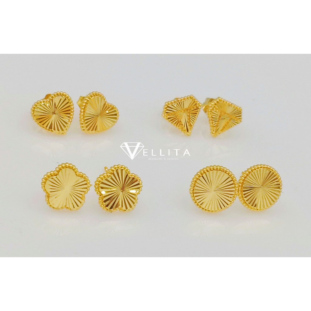 [VELLITA]NEW!! Earring "L&V Luxury Design" Studs Earrings 999.9 Bangkok Gold Plated Earrings ELV