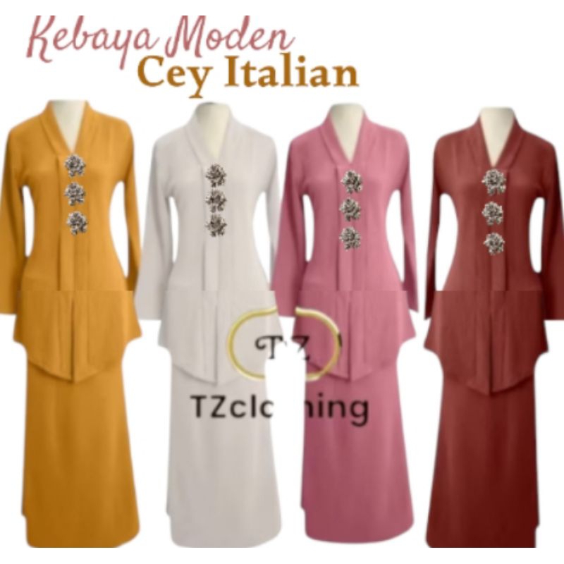 BAJU KEBAYA Moden CEY ITALIAN CREPE IRONLESS BAJU RAYA  MUSLIMAH FASHION SET WANITA