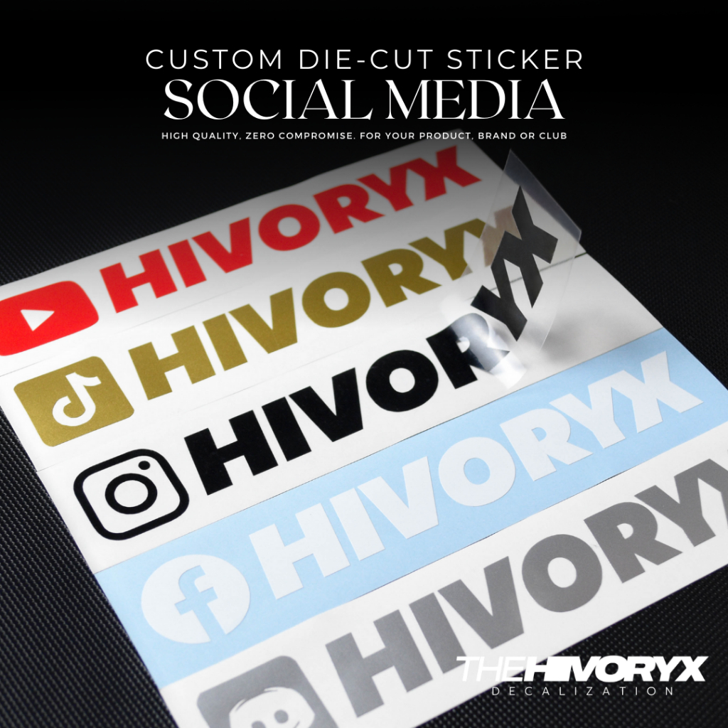 CUSTOM SOCIAL MEDIA STICKER / STIKER USERNAME CUSTOM [ FB IG TT YOUTUBE ] CUSTOM DIE-CUT VINYL DECAL