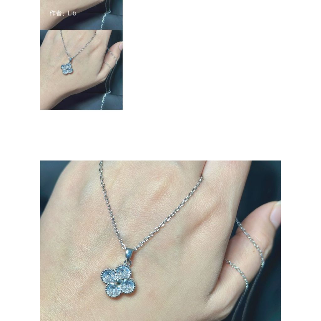 [LOCAL SHIPPING] Korea Clover Diamond Necklace /Rantai Leher diamond stainless steel