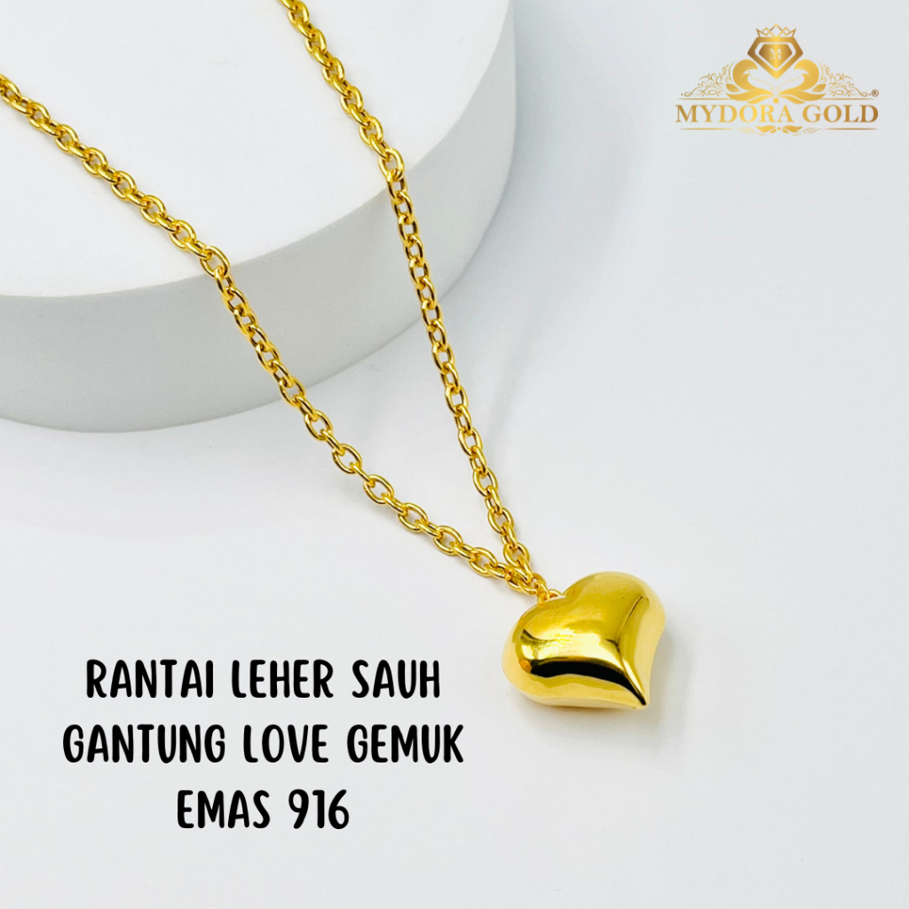 MydoraGold Rantai Leher Series | Rantai Leher Sauh Gantung Love | Fesyen Necklaces Emas 916/22K