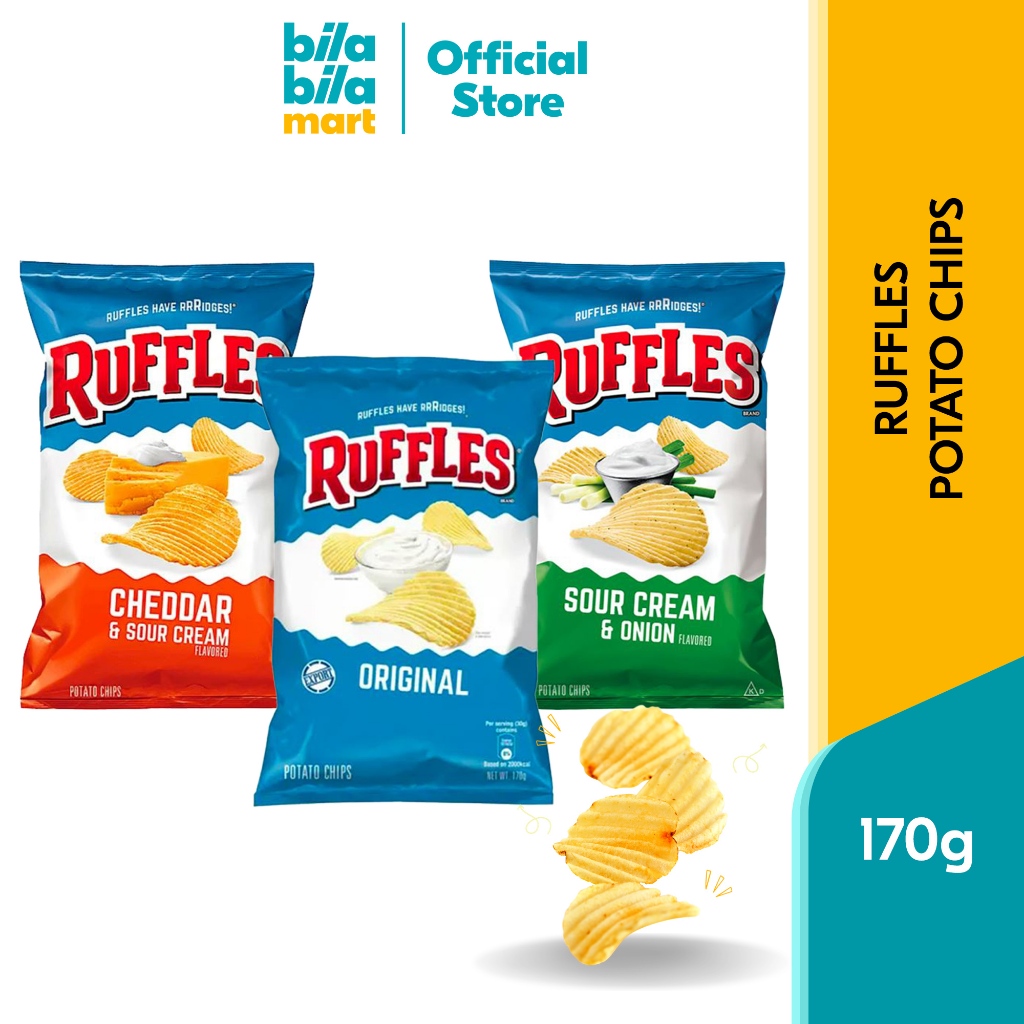 Ruffles Crinkle Cut Potato Chips (Original, Cheddar & Sour Cream, Sour Cream & Onion) 170g