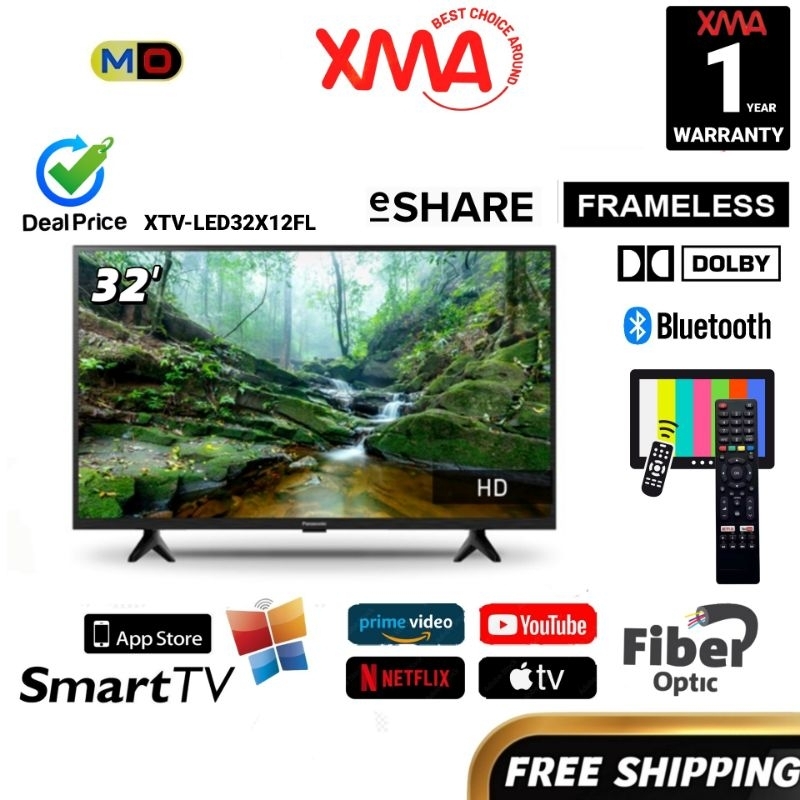 (FREE SHIPPING) XMA LED TV 32" INCH Smart TV DOLBY/BLUETOOTH/E-SHARE/WI-FI/OPTICAL/FRAMELESS/YOUTUBE/NETFLIX FULL HD TV