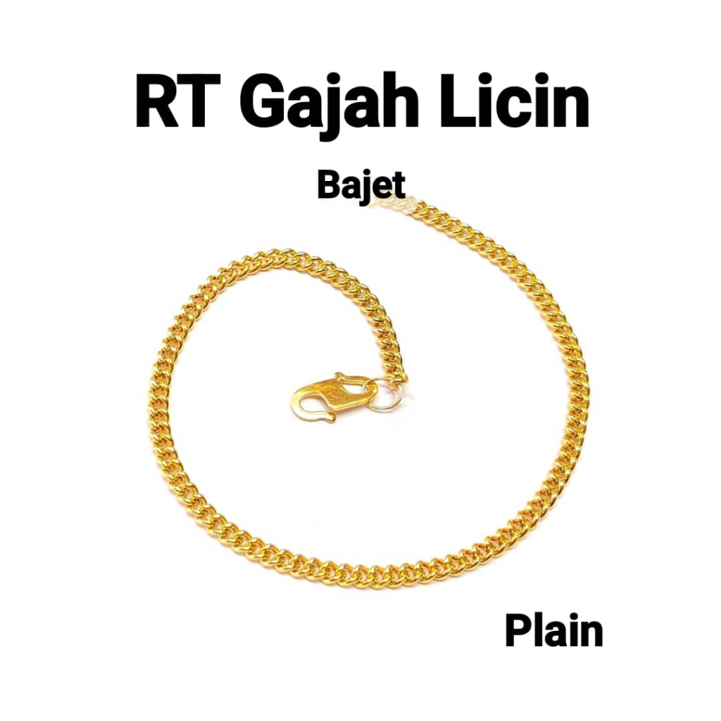 Wing Sing 1mm Rantai Tangan Gajah Licin Emas 916/916 Gold Classic Smooth Bracelet 啊婆手链