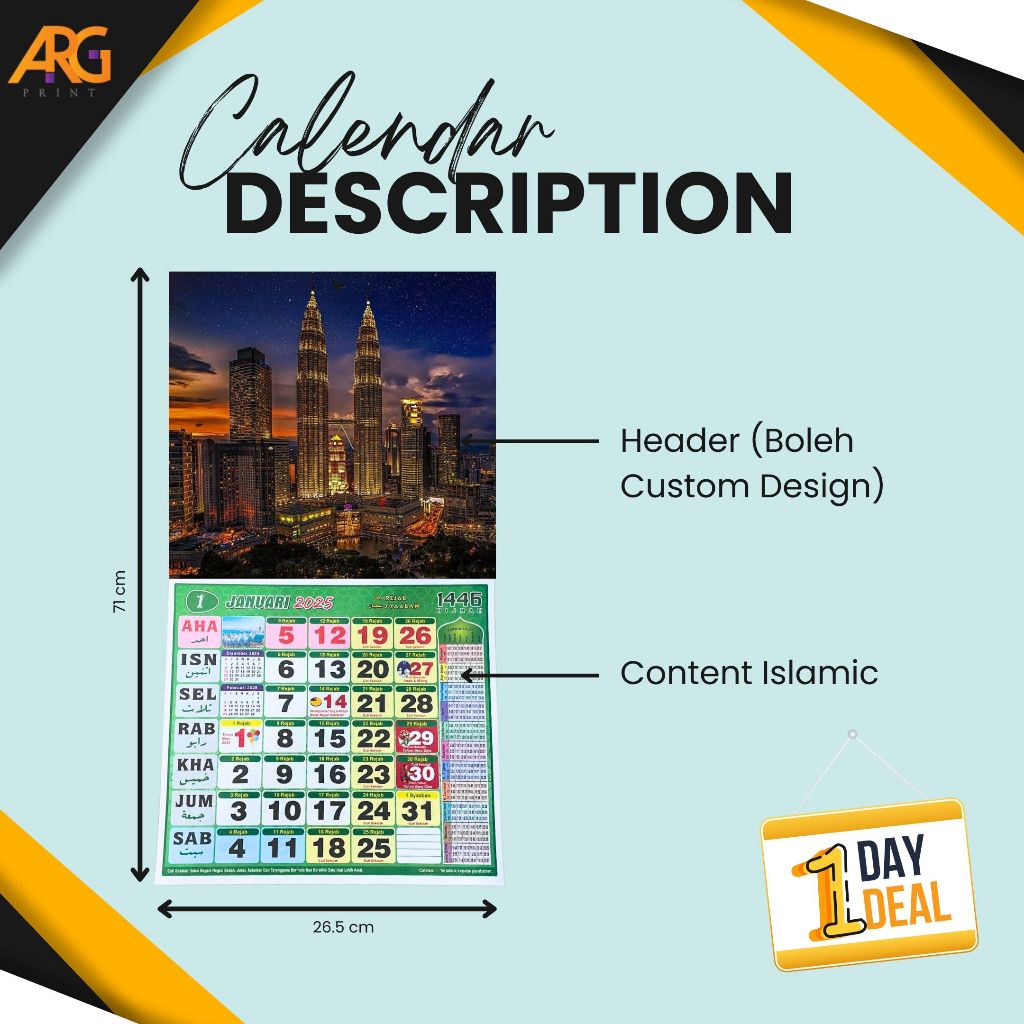 Kalendar Islamic Wall Calendar MALAYSIA 2026 Horse Calendar With SCHOOL HOLIDAY(Kalendar Islam 2026)