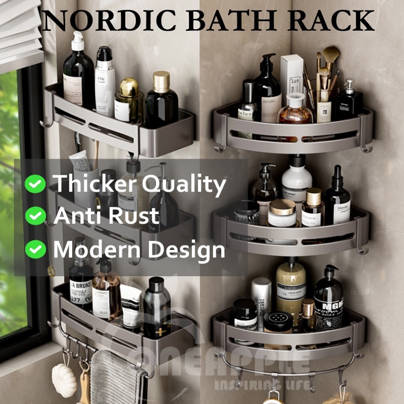 Bathroom Shelf Toilet Rack Accessories Bathroom Storage Corner Shelve Kitchen Wall Dinding Shampoo Rak Bilik Mandi