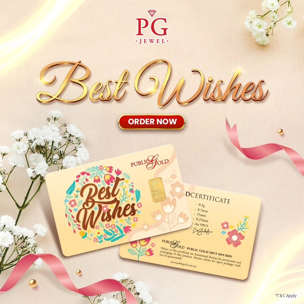 Public Gold Bullion Bar PG 0.5g (Au 999.9) 24K - Best Wishes