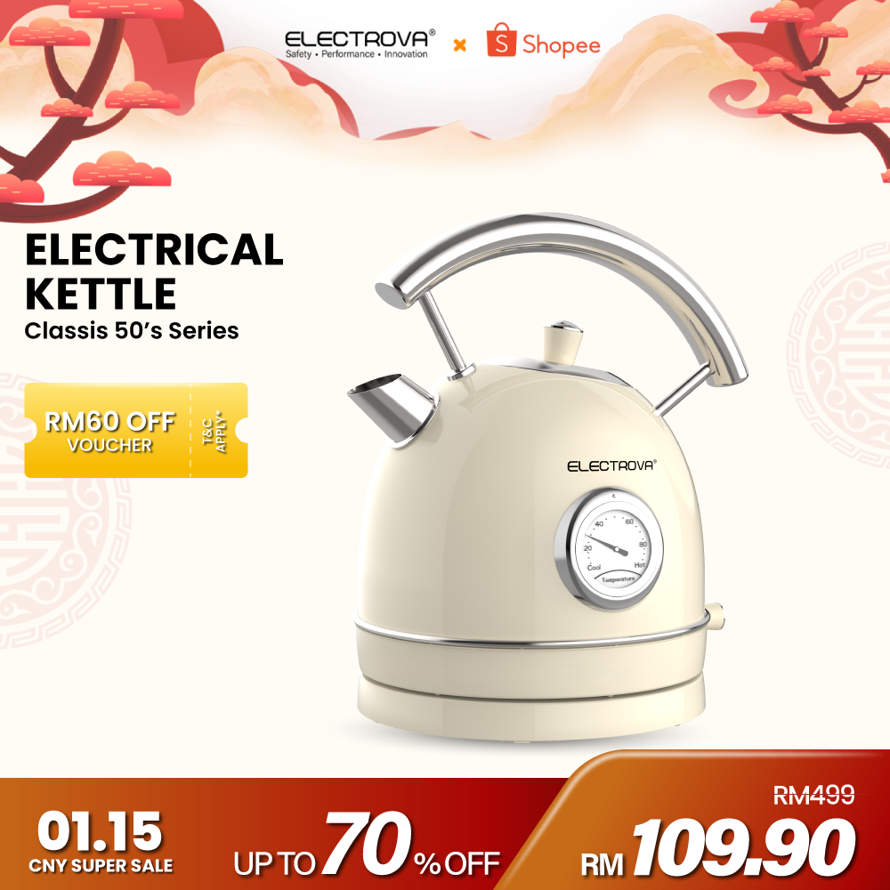 Electrova Classic 50's Series Stainless Steel Electric Kettle (1.8L)