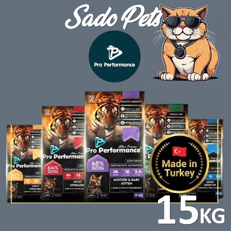 Pro Performance Cat Food Ultra Premium 15kg Sterilised Kitten Sportfit Lamb Salmon Cranberry Sadopet