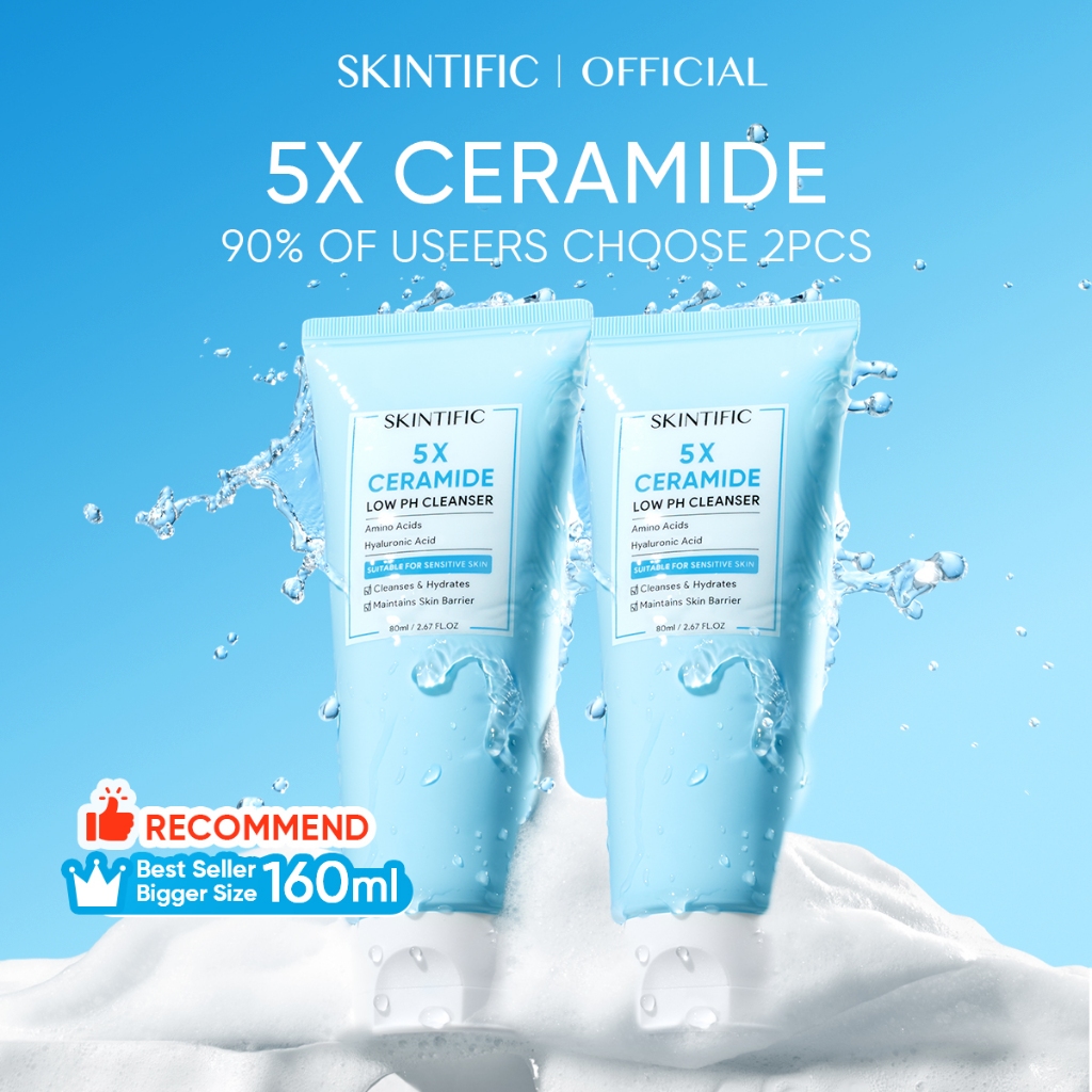 SKINTIFIC 5X Ceramide Low pH Cleanser Facial Wash Pencuci Muka Sensitive Skin Moisturizing Repair Barrier