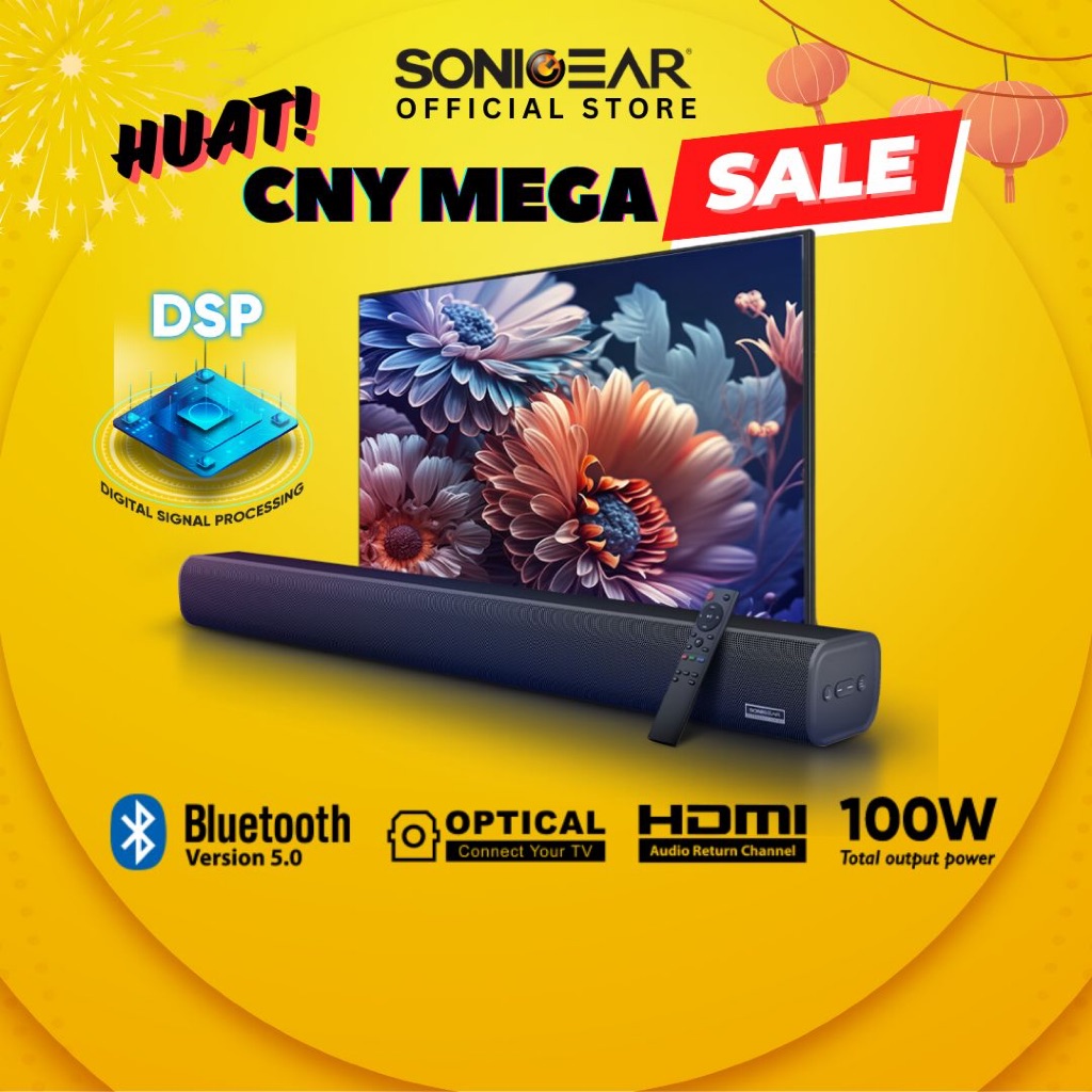 SonicGear StudioBar 500HD Maverick DSP TV SoundBar | Bluetooth 5.0 | TV Sound System | 100 Watts