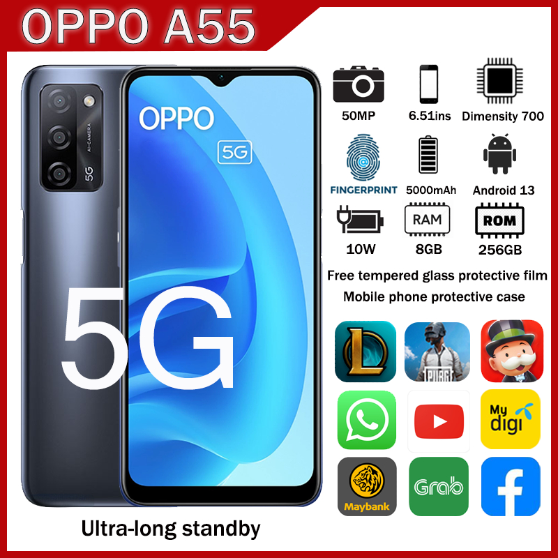 oppo A55 Real 5G phone RAM 8GB + ROM 256GB 6.51 inch 5000mAh 50MP Android 12 1year warranty