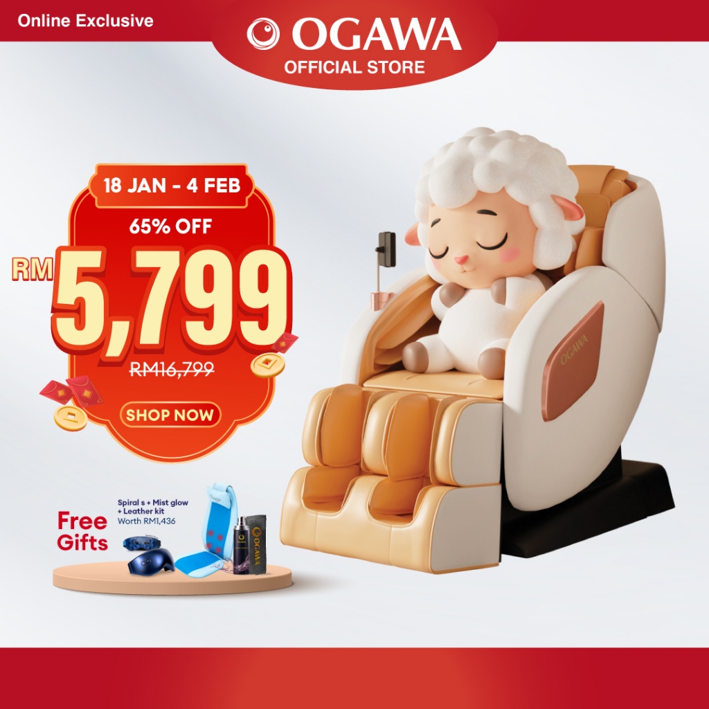 Ogawa Retreax Ionic Contemporary Massage Chair [Free Spiral S + Mistglow + 3in1 Leather Kit]