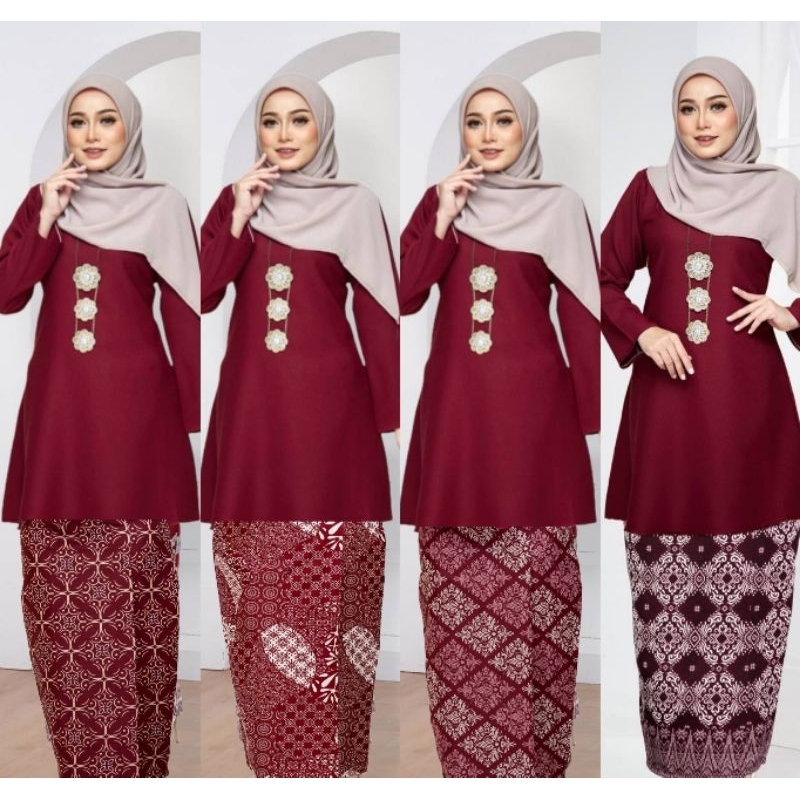 KURUNG RIAU BATIK I BATEK RIAU  I MAROON COLLECTION SIZE XS TO 5XL