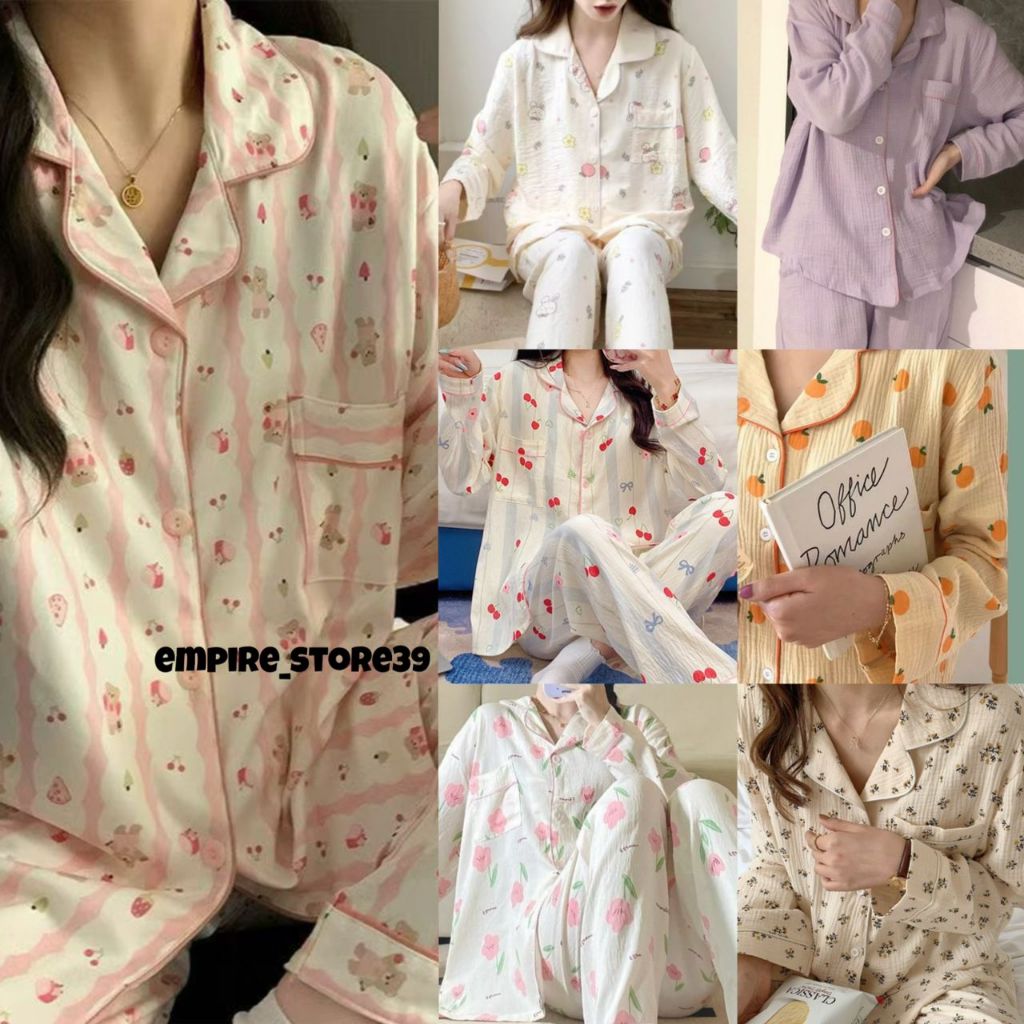 Ready Stock?? Ins style summer sleepwear women's new cute  loose comfortable nightwear pajamas tidur wanita