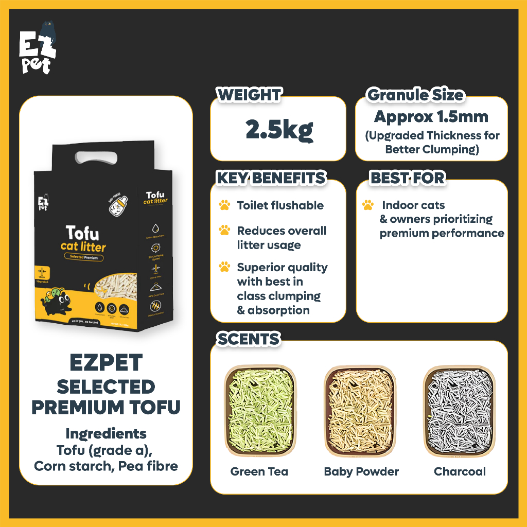 EZPET Tofu Cat Litter – Mixed / Premium / Selected Premium Cat Sand