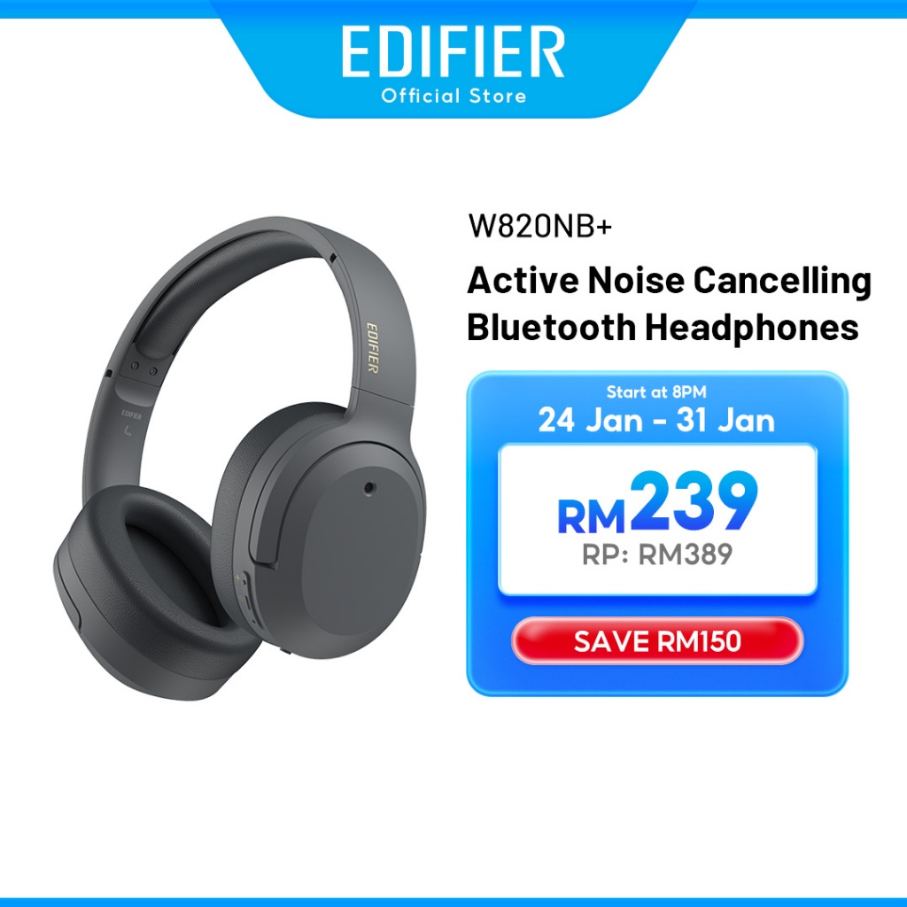 Edifier W820NB/NB Plus -43dB Noise Cancellation Wireless Headphones - Bluetooth | Hi-Res Audio | Edifier Connect