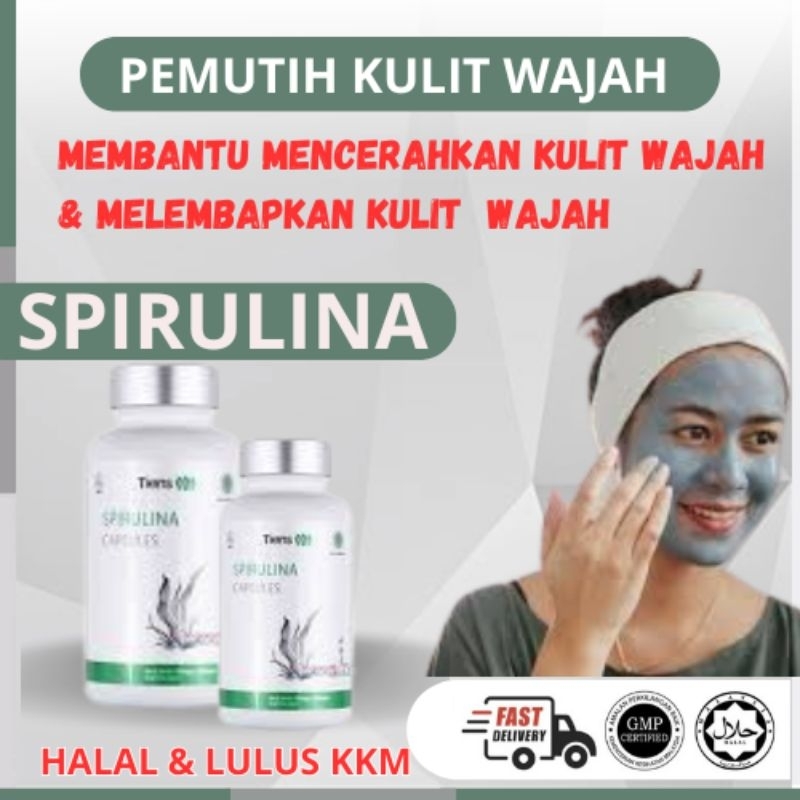 masker wajah SPIRULINA & Dapat membantu memutihkan kulit wajah &100%original alami