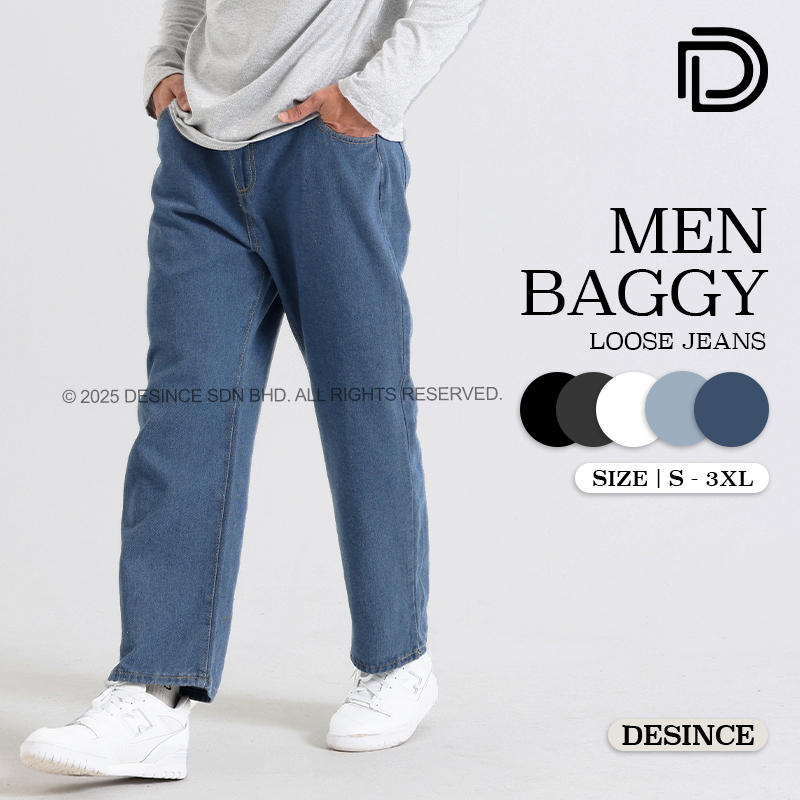 ?? DESINCE Men Long Jeans Denim Pants Cooling Straight Cutting Loose Oversize Seluar Jean MP 053