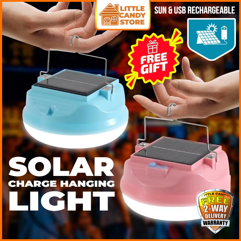 Solar Charge LED Light 2in1 Emergency Lamp Camping Light 350W Lampu Kemah Gantung Lampu Pasar Malam