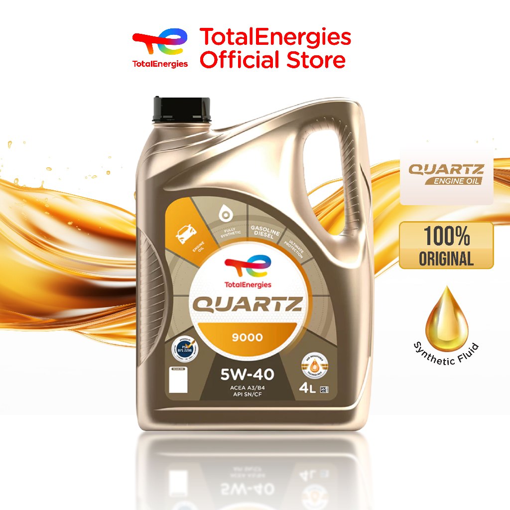 TotalEnergies Quartz 9000 5W-40 Fully Synthetic Engine Oil 4L for Gasoline or Diesel Engine Oil ACEA A3/B4 API SN/CF