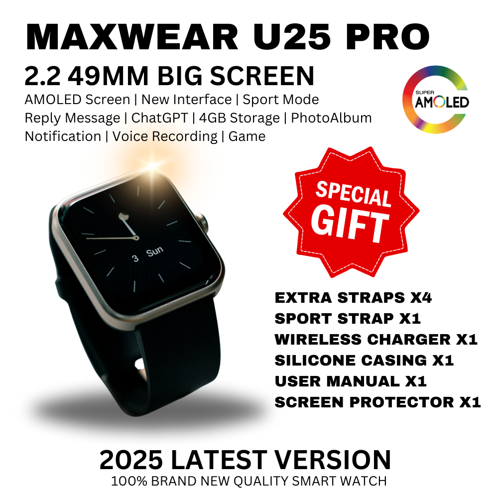 🔥U25 Pro Smart Watch Amoled 4GB Storage Dynamic Island ChatGPT 49mm smart watch u3 max maxwear u25 ultra🔥[MAXWEAR]